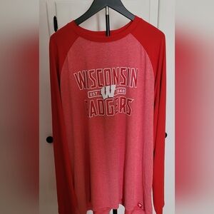 Fanatics Wisconsin Badgers Long Sleeve Raglan Tee 3XL Red NWT Like New
